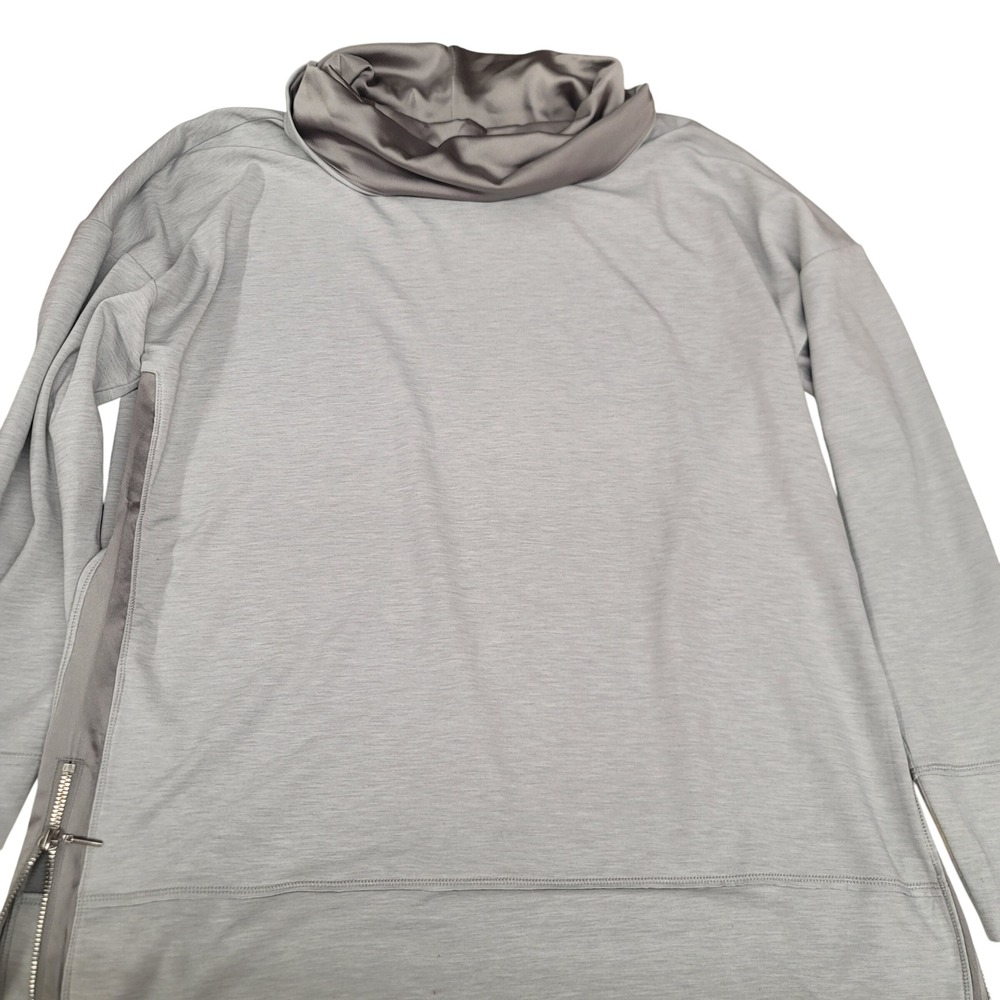White House Black Market Gray Cowl Neck Zipper Detail Tunic Top XL - Picture 3 of 6